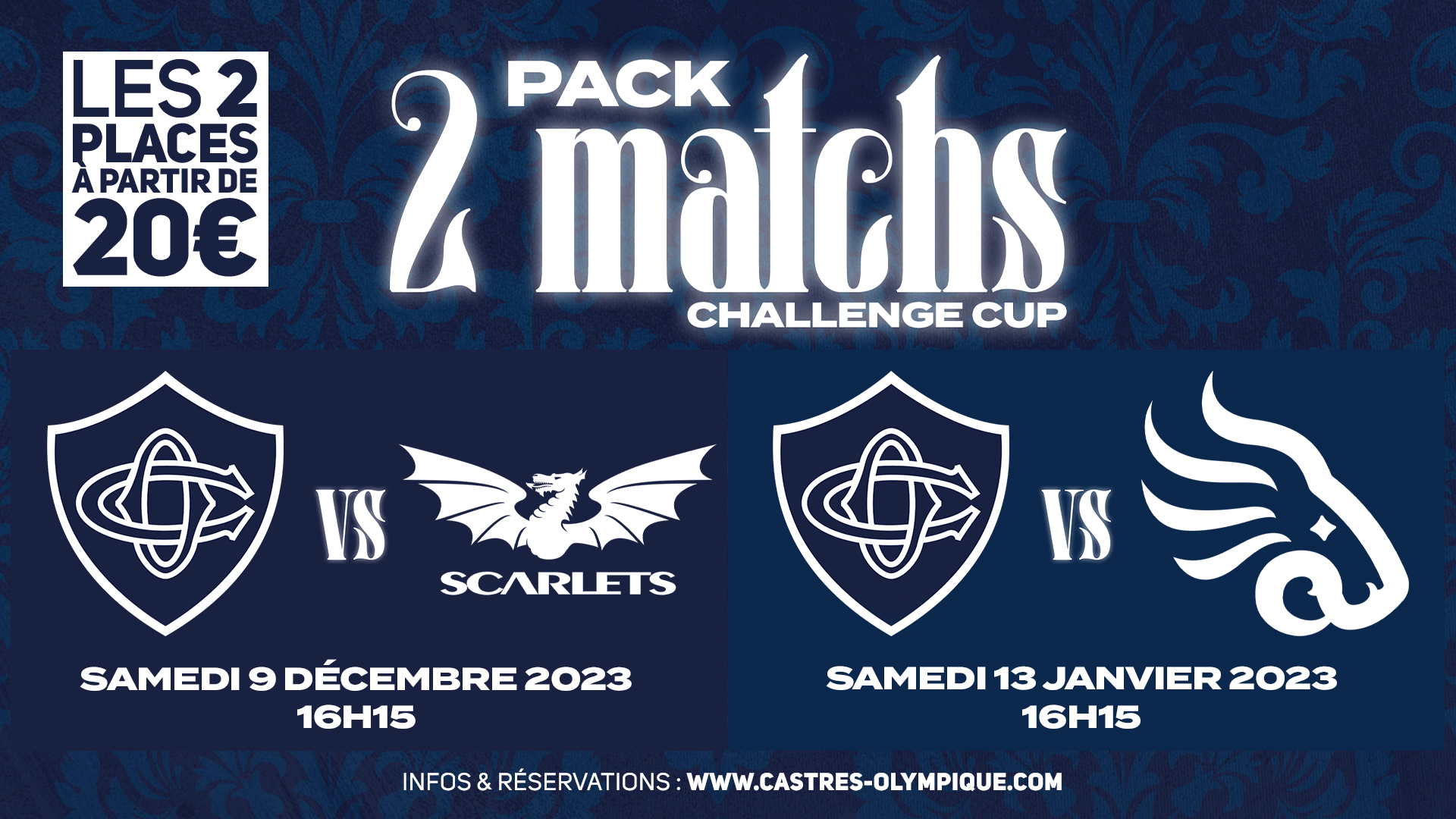 Le Pack <b>Challenge Cup</b> est disponible à partir de 20€ ! - Castres Olympique