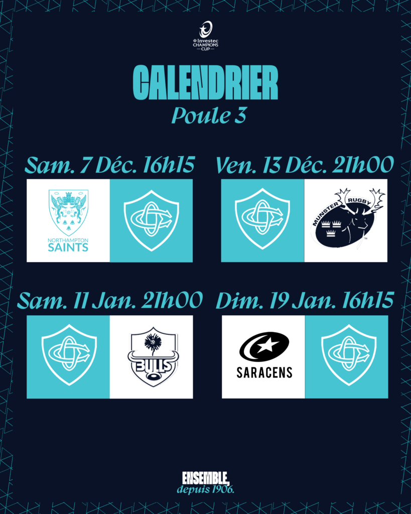 Castres Olympique » Le calendrier de l'Investec Champions Cup 2024/2025 ! Castres Olympique