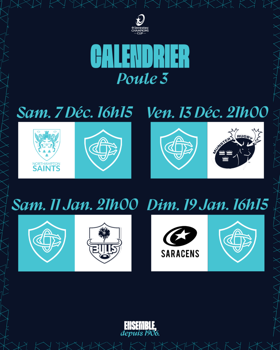 Castres Olympique » Le Calendrier De L'Investec Champions Cup 2024/2025 ...